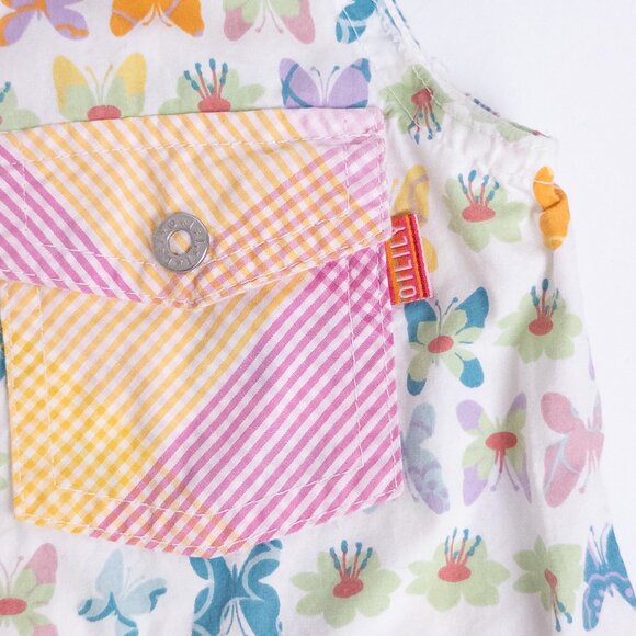 Oilily Butterfly Print Snap Front Sleeveless Shirt Dress White Multi Girls 3Y - Picture 3 of 11